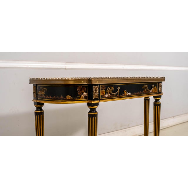 Black Scarborough House Hand Painted Chinoiserie Ebony & Gilt Gold Console Table For Sale - Image 8 of 18