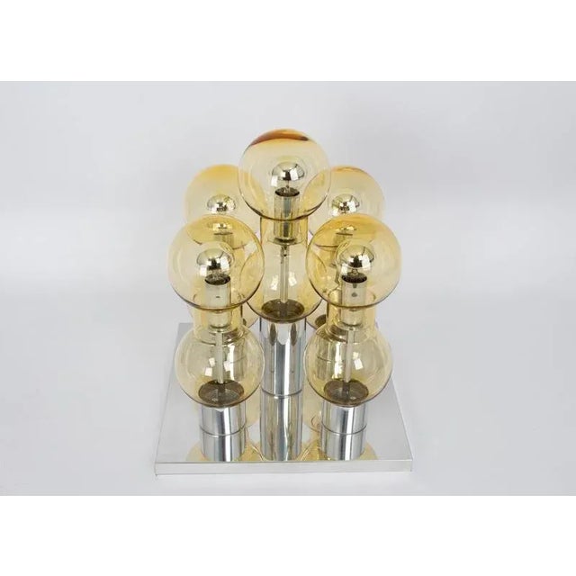 Silver Large Murano Glass Tubes Flush Mount in Chrome by Doria, Germany, 1960s For Sale - Image 8 of 10