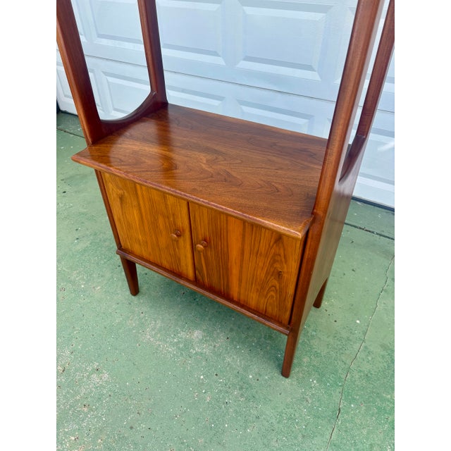 1960s Vintage Danish Modern Solid Walnut Architectural Display Cabinet For Sale - Image 5 of 9