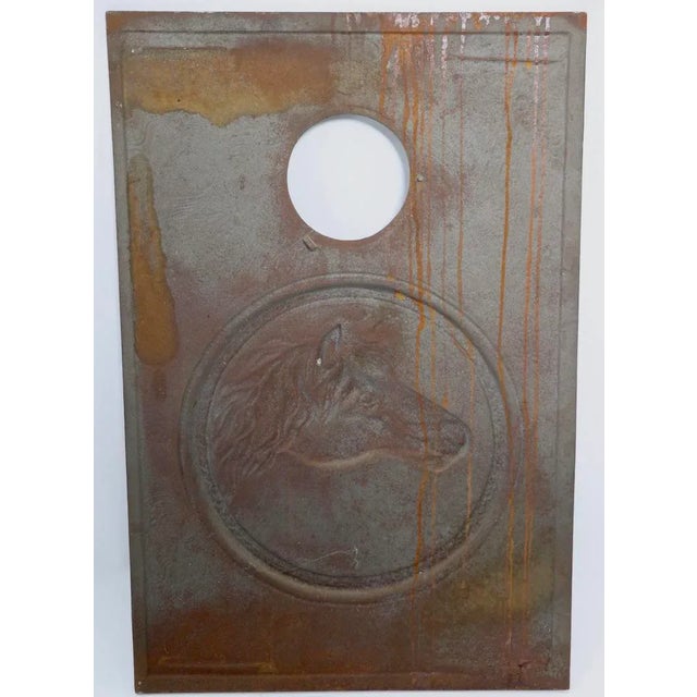1920s Cast Iron Equine Theme Fireback For Sale - Image 5 of 6