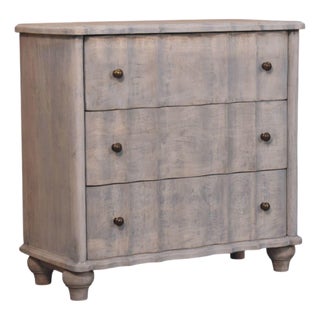 Curved Leg Mango Wood Chest With Acid Wash Finish For Sale