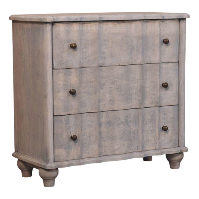 Curved Leg Mango Wood Chest With Acid Wash Finish For Sale
