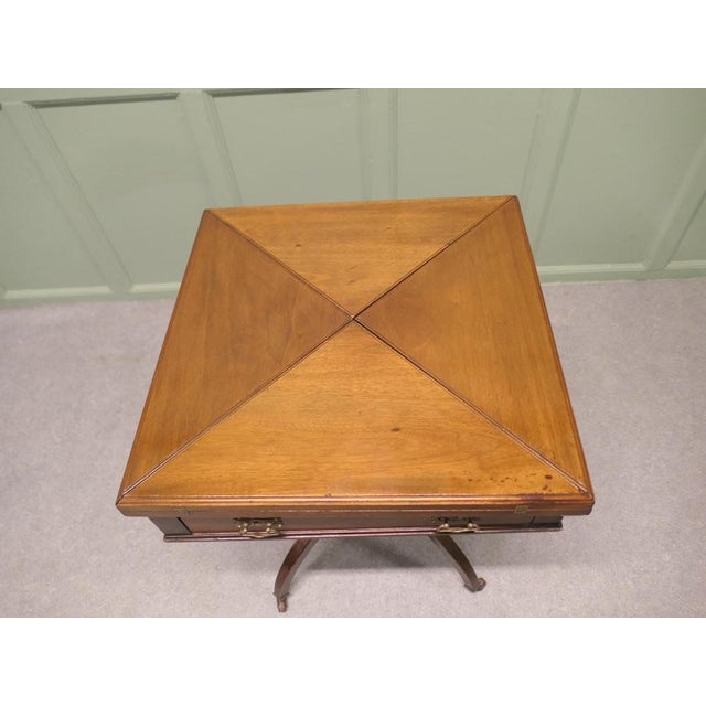 Victorian Envelope Card Table with Gaming Wells For Sale - Image 5 of 8
