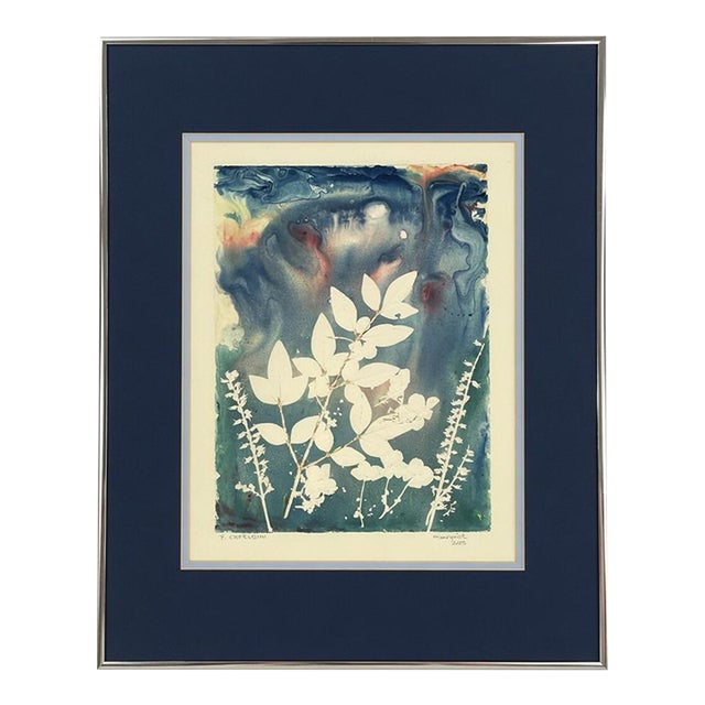 Original Signed Botanical Monoprint by P. Cherubini, 2005, Framed Contemporary Organic Modern Art For Sale