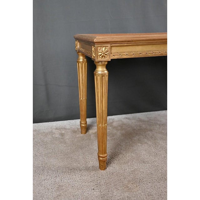 Gold Early 20th Century Louis XVI Style Gilded Wood Bench For Sale - Image 8 of 15