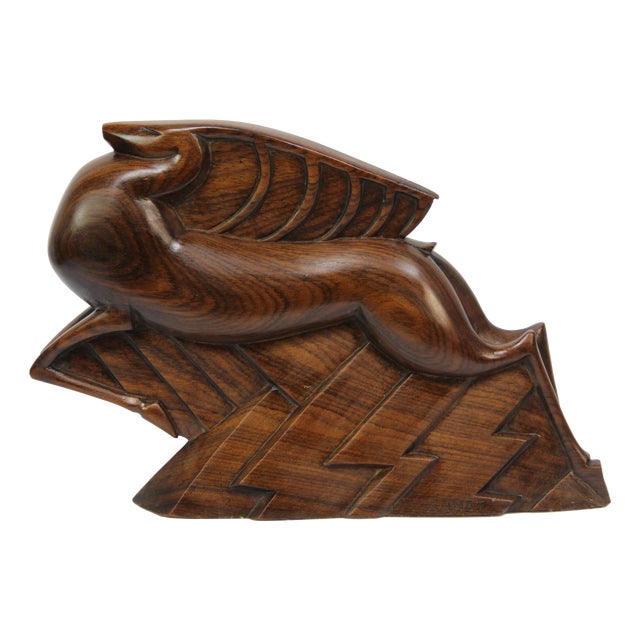 Jacques Adnet, Sculpture of a Gazelle, 1920s, Wood For Sale