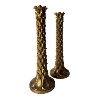 Vintage Hollywood Regency Palm Tree CandlestickHolders, a Pair For Sale