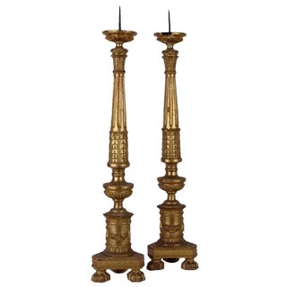 Empire Torchers in Carved and Gilded Wood For Sale