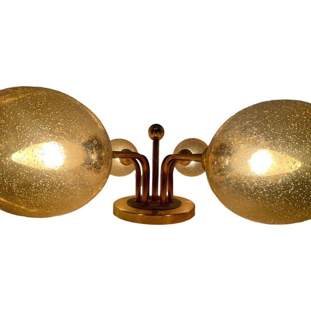 Mid Century Modern / Atomic Age Sputnik Pendant Lamp with 6 Patterned Glass Shades from VEB Germany For Sale - Image 4 of 11