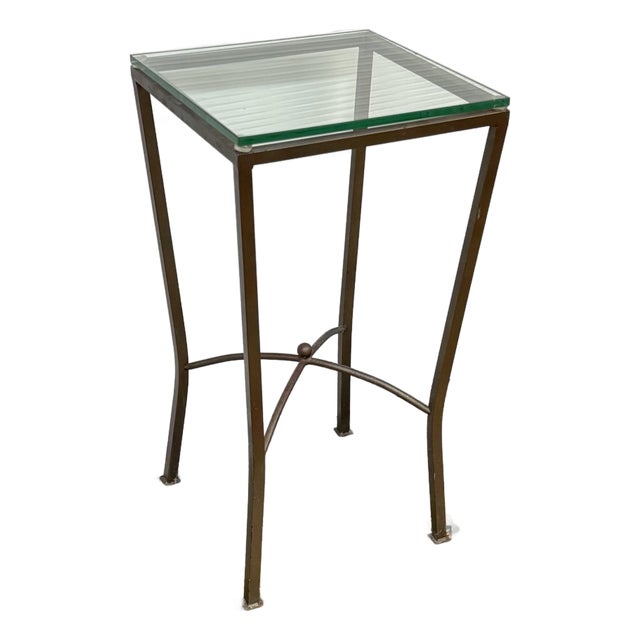 Contemporary Burnished Steel Side Table For Sale