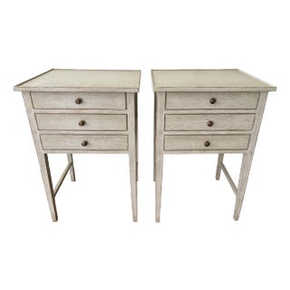 Pair of Three-Drawer Nightstands From Chelsea Textiles For Sale
