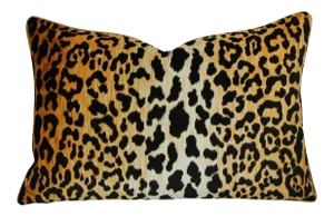 Hollywood Glam Leopard Spot Safari Velvety Cotton Feather & Down Pillow 26" X 18"