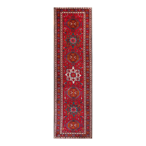 Beautiful Red Color With Unique Geometric Design Vintage Karajeh Rug