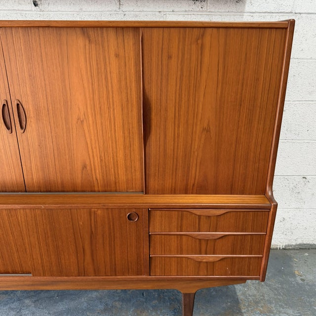 Mid 20th Century Large Vintage Danish Modern Teak Credenza or Highboard, Circa 1960s Mid Century For Sale - Image 5 of 13