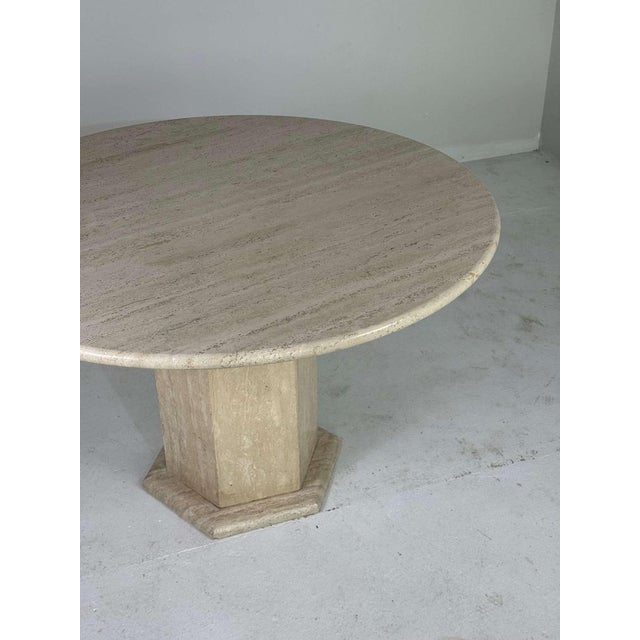 Stone Round Travertine Dining Table For Sale - Image 7 of 10