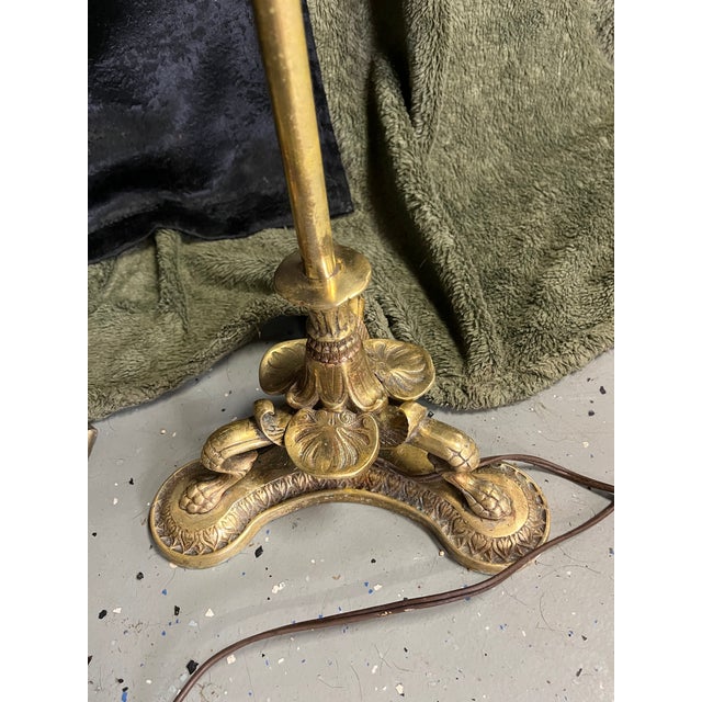 Brass Vintage Brass Bridge Lamp With Glass Shade For Sale - Image 8 of 11