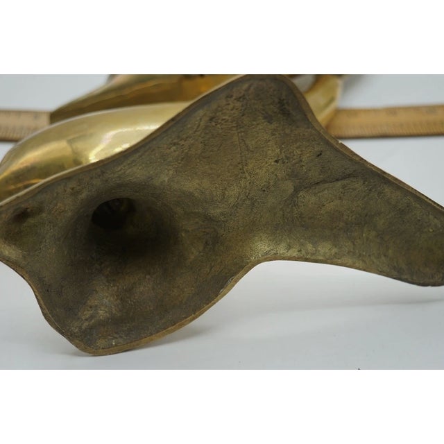 Brass Solid Brass Dolphin Sculpture Mid Century Modern Coastal Decor 12” For Sale - Image 8 of 8