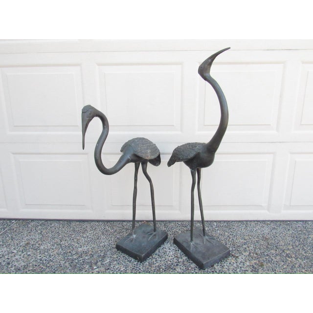 Pair of Bronze Garden Cranes For Sale In San Francisco - Image 6 of 11