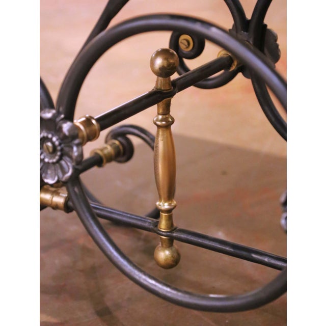 Late 20th Century French Iron and Brass Pastry Table With Carrara Marble Top For Sale - Image 4 of 9