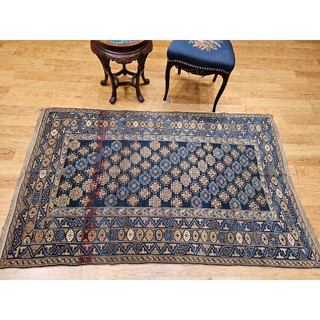 Antique Caucasian Shirvan Rug, Handwoven Wool, Geometric Pattern, 1800s, 4' x 7' For Sale In Chicago - Image 6 of 17