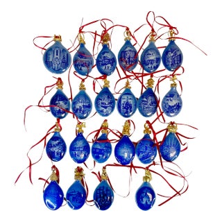 1991-2013 Vintage Danish Gustavian Royal Copenhagen Porcelain Christmas Ornament Collection - Set of 22 For Sale