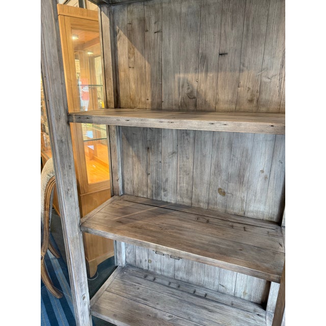 Restoration Hardware Rustic European Reclaimed Wood + Glass Bookcase For Sale - Image 4 of 12