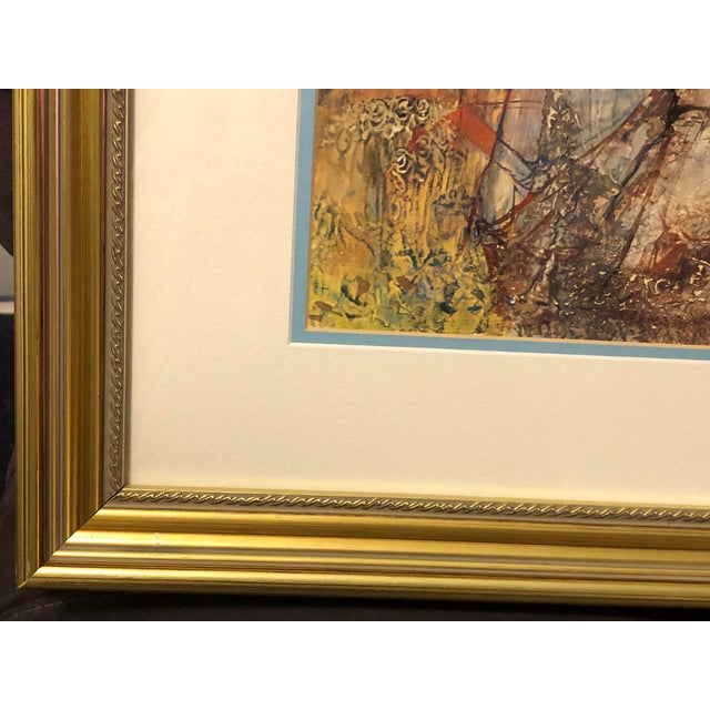 Wood 1980s Vintage Framed Edna Hibel "Lovers of Florence" Limited Edition Lithograph For Sale - Image 7 of 12