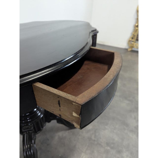 Napoleon III Violin-Shaped Side Table in Blackened Wood For Sale - Image 6 of 7