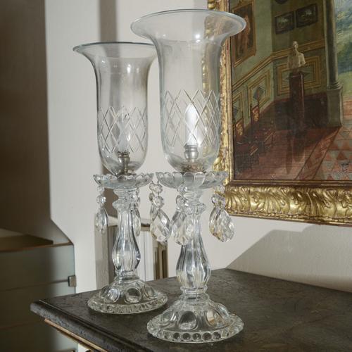 Glass Candlestick Lights, Set of 2 For Sale - Image 4 of 9