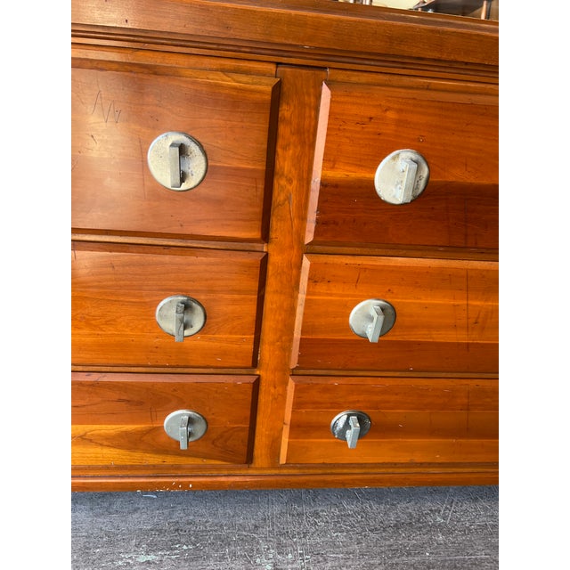 Contemporary 1950s Crawford 6 Drawer Dresser & Mirror For Sale - Image 3 of 5