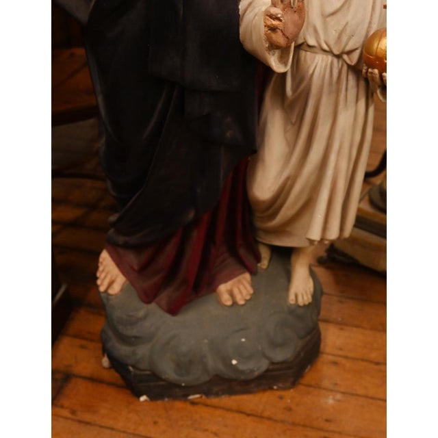 Lifesize Italian Mary and Joseph & Jesus Statues, 1920s, Plaster, Set of 2 For Sale - Image 9 of 18
