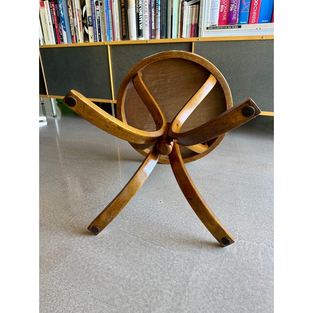 Vintage CCFM Bentwood Martini Table Mid Century Modern Cane Rattan Side Stand Thonet Style For Sale - Image 12 of 14