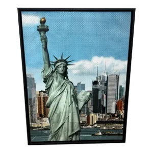 Large Contemporary Nostalgic Painting Iconic New York Neoclassical Statue Liberty, Framed