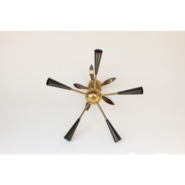 Metal Modernist Sputnik Chandelier in the style of Stilnovo, 1950s For Sale - Image 7 of 11