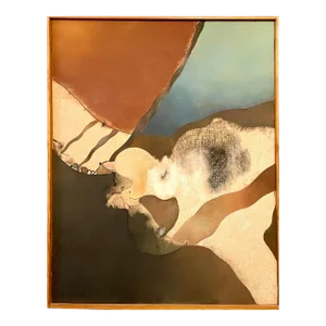 Abstract Spanish Catalan Oil Painting Josep Guinovart from Joan Prats Gallery, 1976
