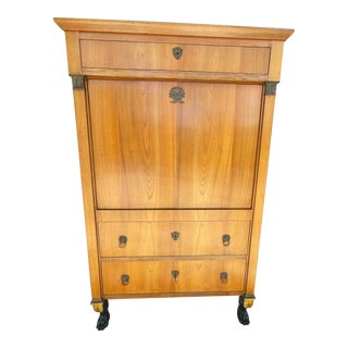 1980s Vintage Biedermeier Secretary Desk by Baker Furniture For Sale