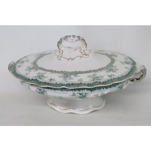 English Early 20th Century John Maddock and Sons Hamilton Royal Vitreous Green Lidded Turreen Dish For Sale - Image 3 of 17