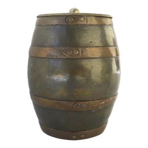 Humidor Copper and Brass, English 19th C, Tin-Lined, Barrel-Shaped