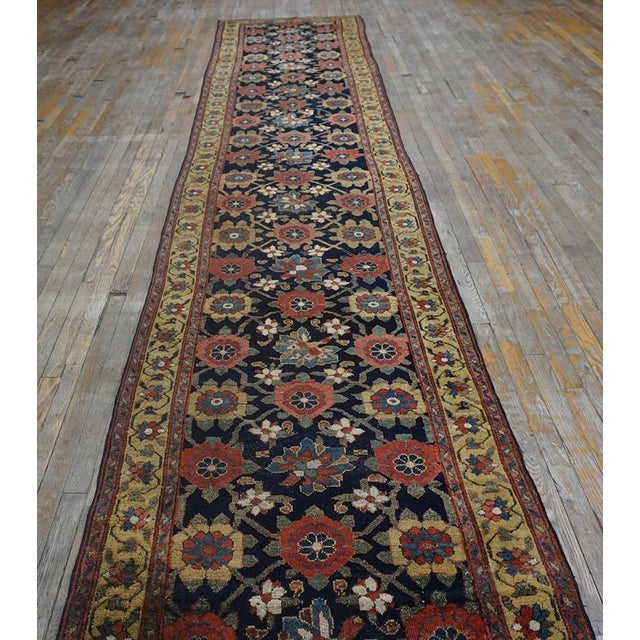 19th Century W. Persian Kurdish Carpet ( 3'4" x 15'9" - 102 x 480 ) Antique Kurdish Persian Blue 1870s Rug, Circa Date:...