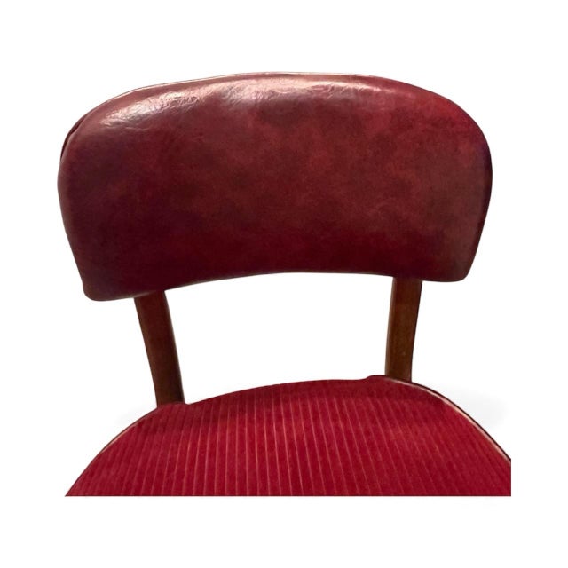 Mid-Century Walnut Swivel Desk Chair With Red Upholstery For Sale - Image 9 of 12