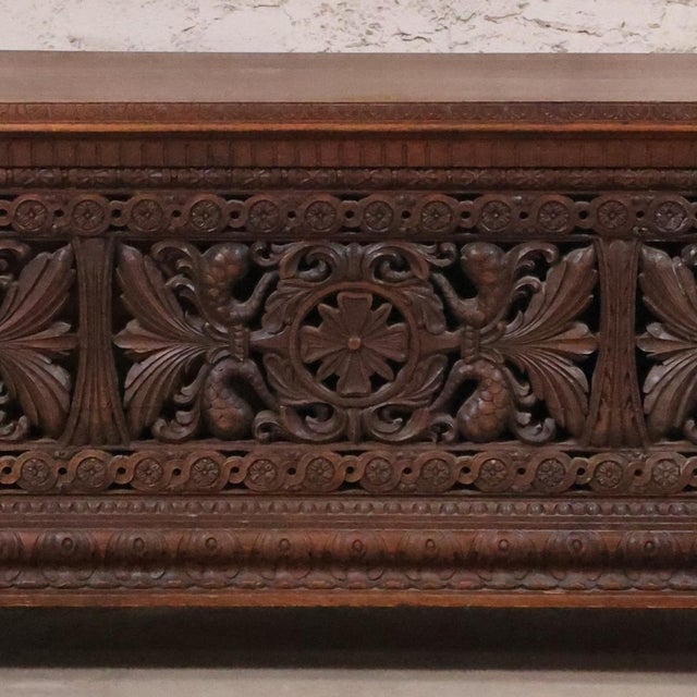 Wood 19th Century Italian Carved Oak Cassapanca For Sale - Image 7 of 7