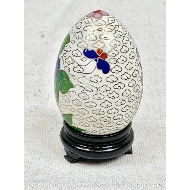Vintage Cloisonné Egg With Stand For Sale - Image 4 of 10