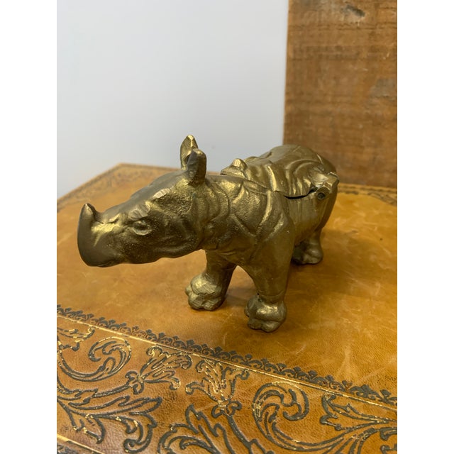 Unusual Brass Rhinoceros Box with Hinged Lid