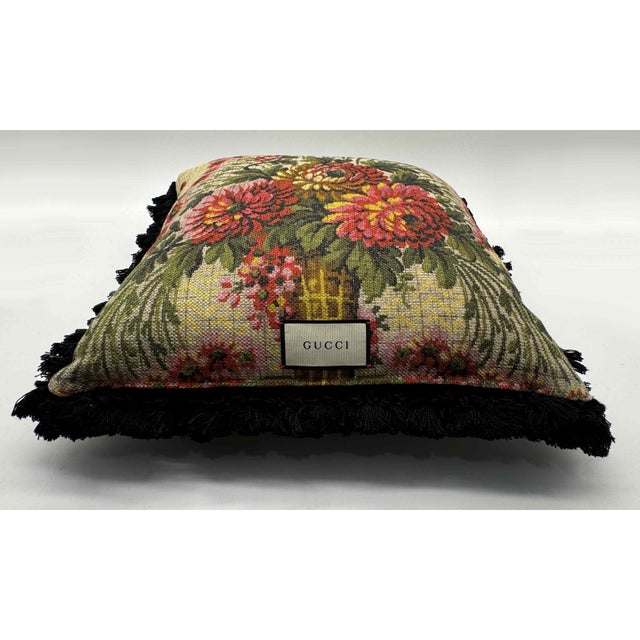 Late 20th Century Gucci GG Jacquard Fringed Pillow For Sale - Image 5 of 7