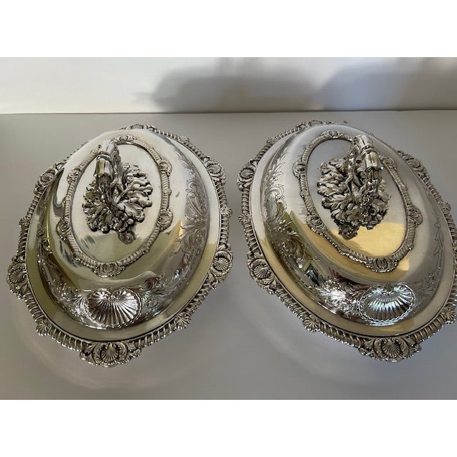 Antique English Silverplate Covered Entree Dishes - A Pair For Sale - Image 15 of 17
