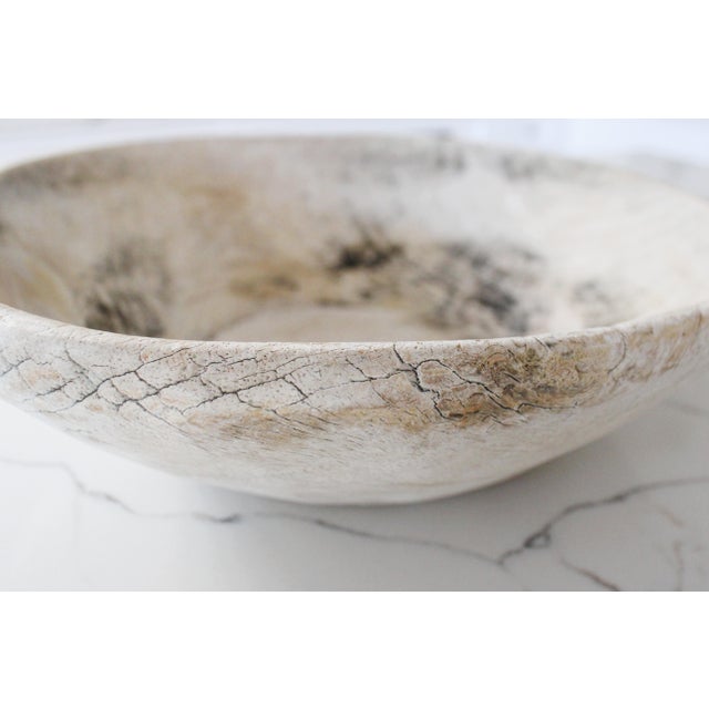 Early 20th Century Antique Distressed Bleached Dough/Grain Bowl For Sale - Image 5 of 6