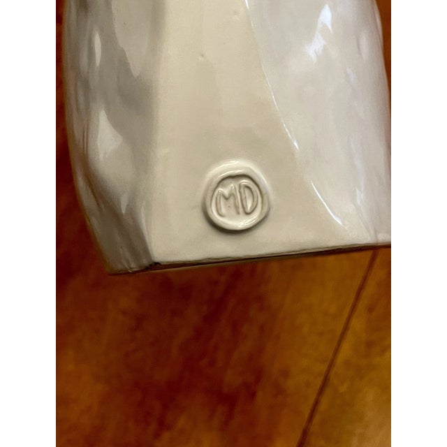 White Montes Doggett White Ceramic Sculptural Pitcher Vase Double Ring Handles Handmade Peru For Sale - Image 8 of 8
