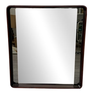 Italian Rectangular Mirror with Wooden Frame and Smoked Mirror, 1970s For Sale
