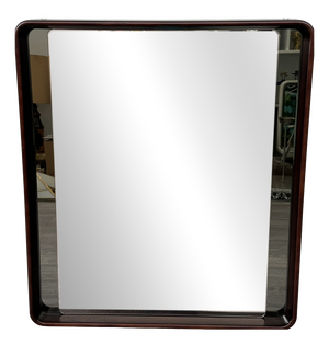 Italian Rectangular Mirror with Wooden Frame and Smoked Mirror, 1970s
