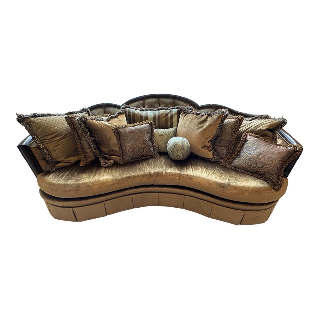 Marge Carson Natalia Sofa With Pillows Included in a Rich Mustard Gold